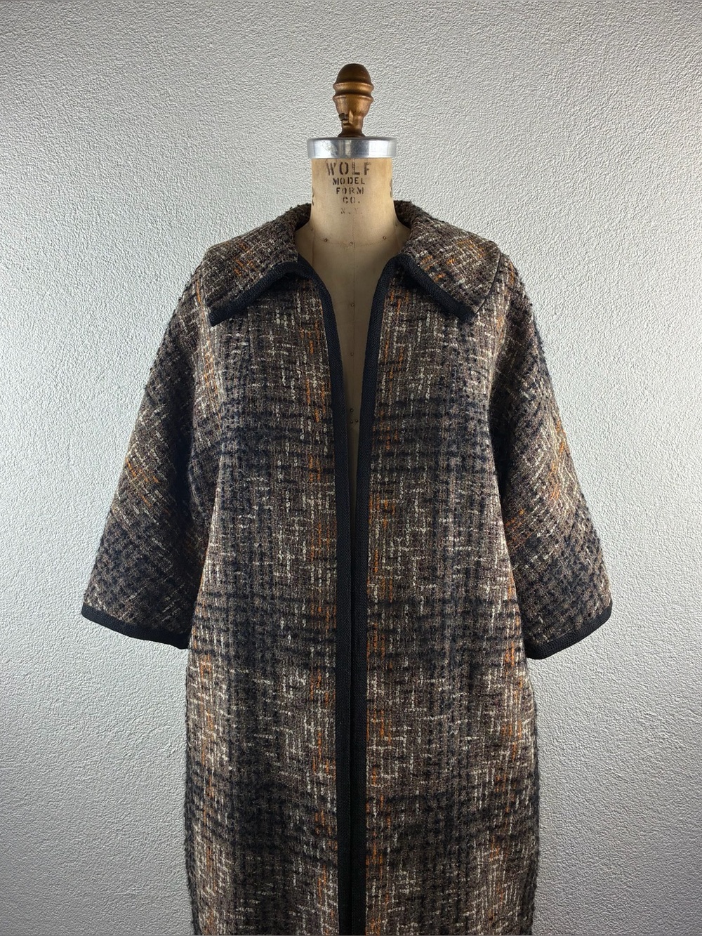 Vintage l 50s M Tailored Collared Tweed Fleece Reversible Rockabilly Pinup Coat